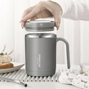 Healthy Life Office C_up Insulated Travel Coffee M_ug Thermos NEW gray S…